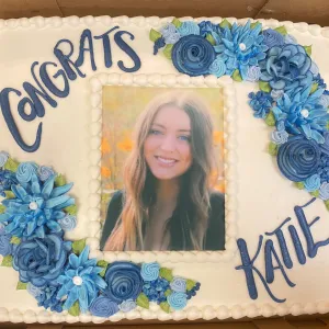 Graduation Edible Image Double Cascade Sheet Cake