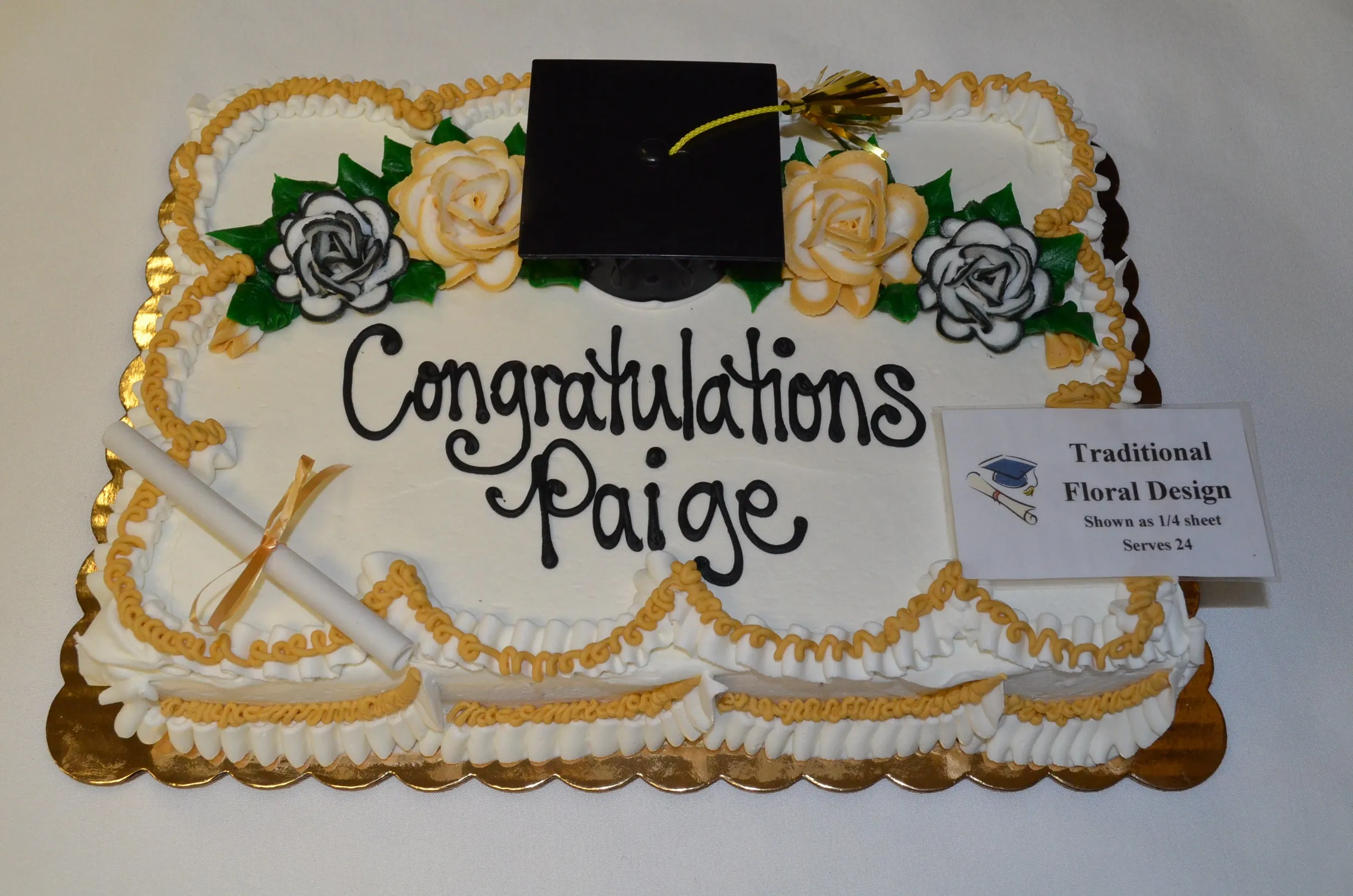Graduation Traditional Floral Sheet Cake