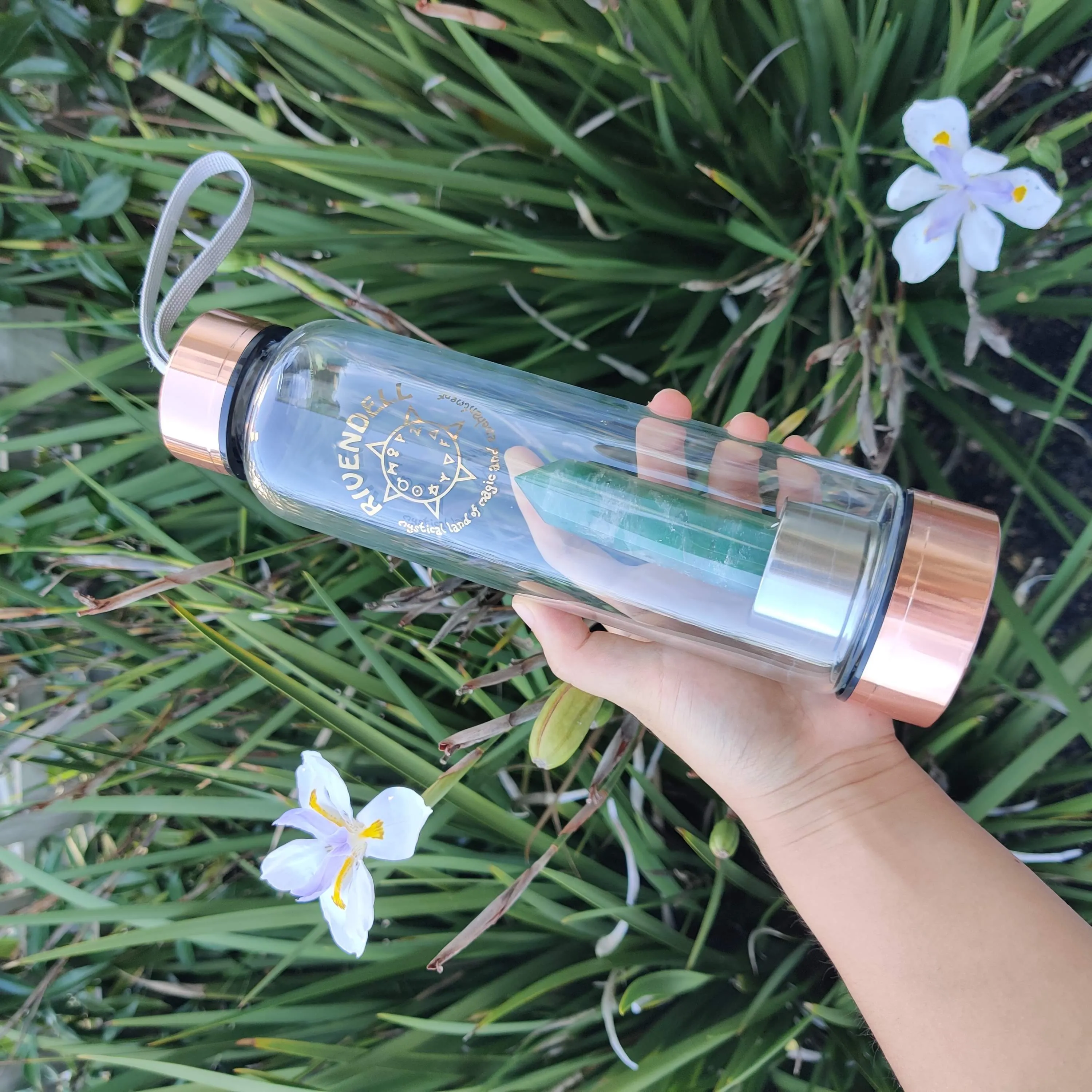 Green Aventurine Quartz Point for Crystal Water Bottle