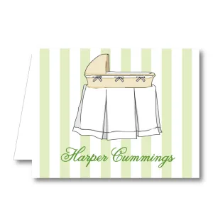 Green Bassinet Stripe Folded Notecard