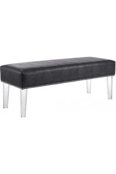 Grey Croc Velvet & Lucite Bench