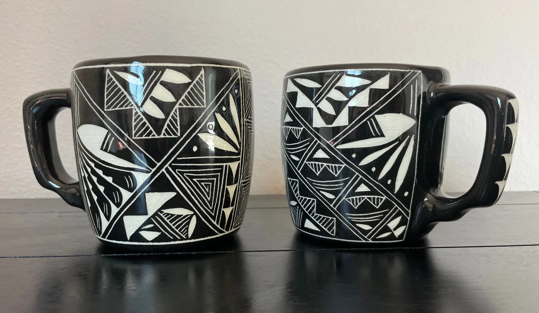 Hand Etched and Painted Mugs