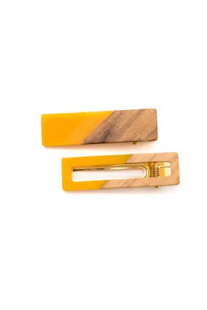 Hazel Blues® |  Two Tone Hair Clip Set in Yellow