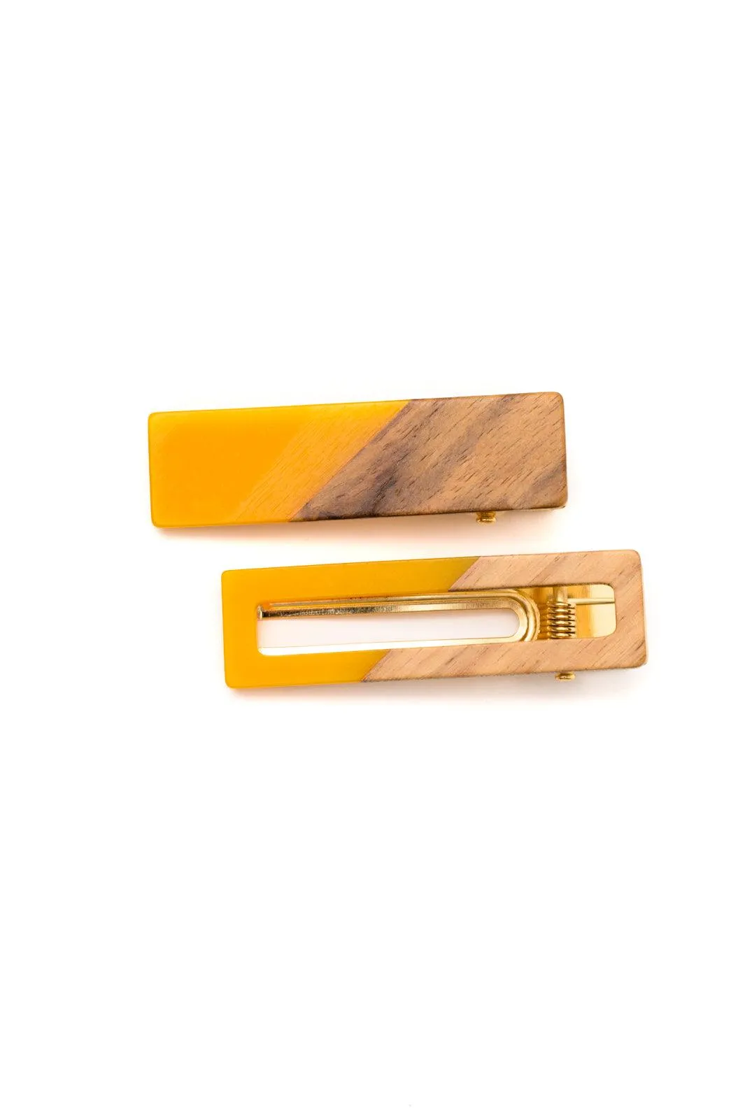 Hazel Blues® |  Two Tone Hair Clip Set in Yellow