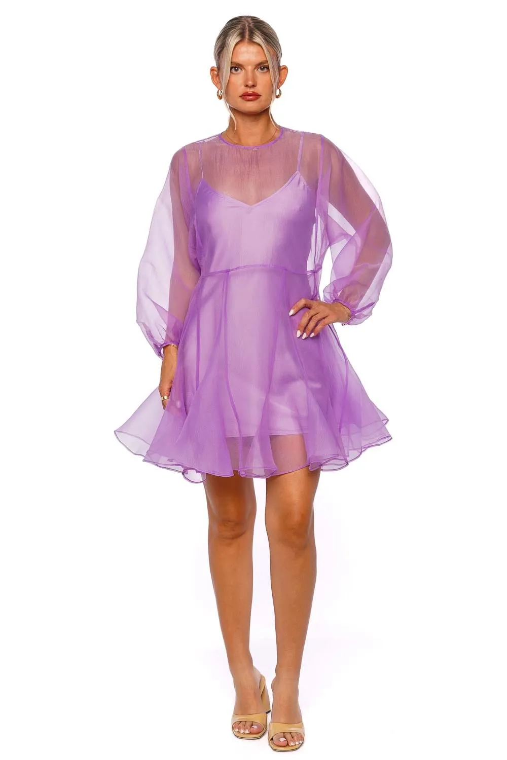 Hazel Lilac Organza Mini Dress