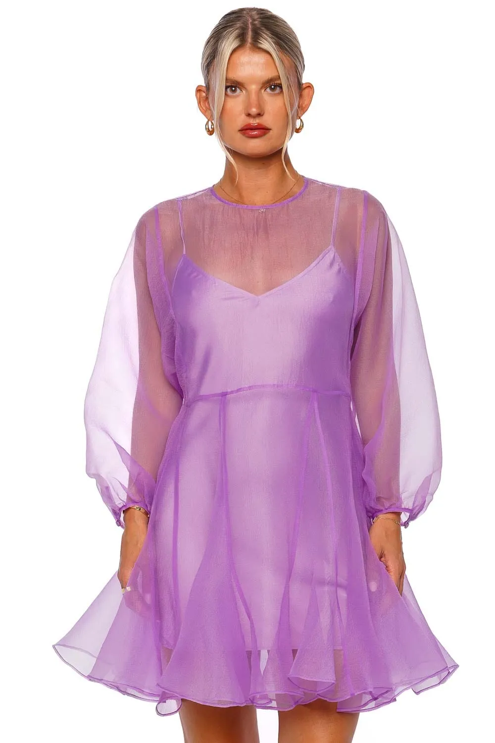 Hazel Lilac Organza Mini Dress