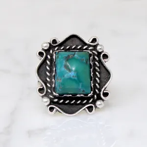 Highly Detailed Turquoise & Sterling Overlay Ring