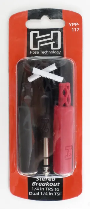 Hosa Technology, YPP-117, Stereo Breakout 1/4 in TRS to Dual 1/4 in TSF