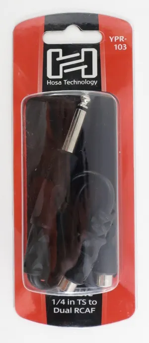 Hosa Technology, YPR-103, Y Cable 1/4 in TS to Dual RCAF