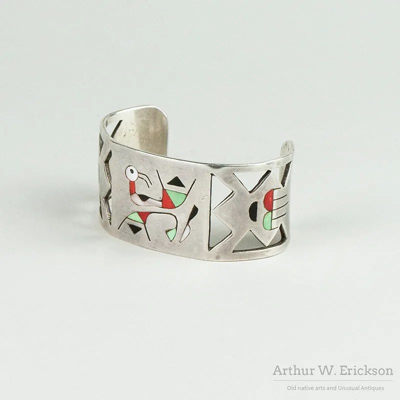 Inlay Cuff with Stylized "Gooney" Bird Design