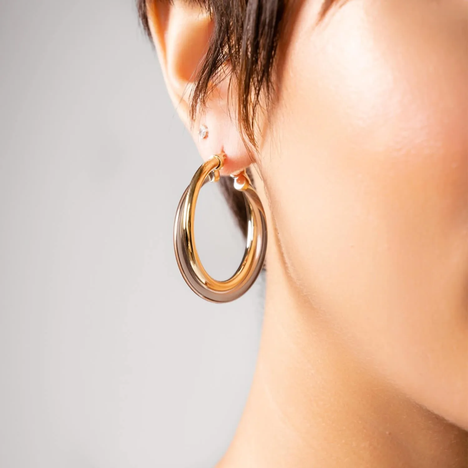 Intertwined Smoky Lucite Hoop Earrings