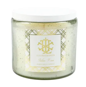 Italian Linen 12oz Clear Glass with White Lid Candle min 3