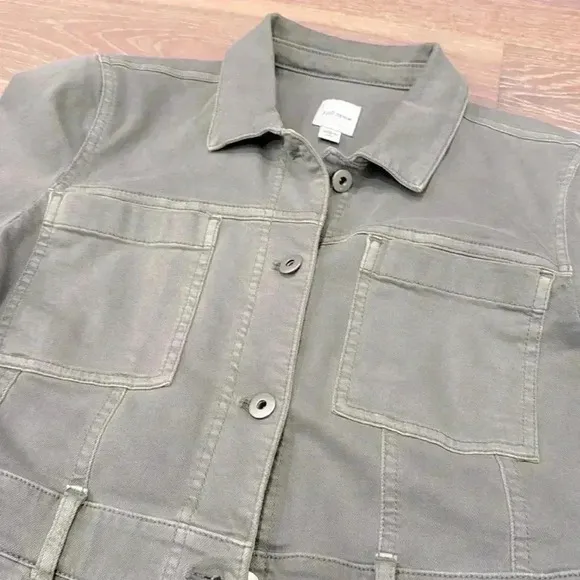 J. Jill Small NWT Tahoe Utility Duster Trench Green Button Long Military Jacket.