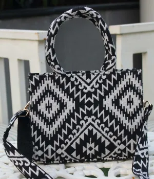 JACQUARD TEXTURED SMALL TOTE BAG