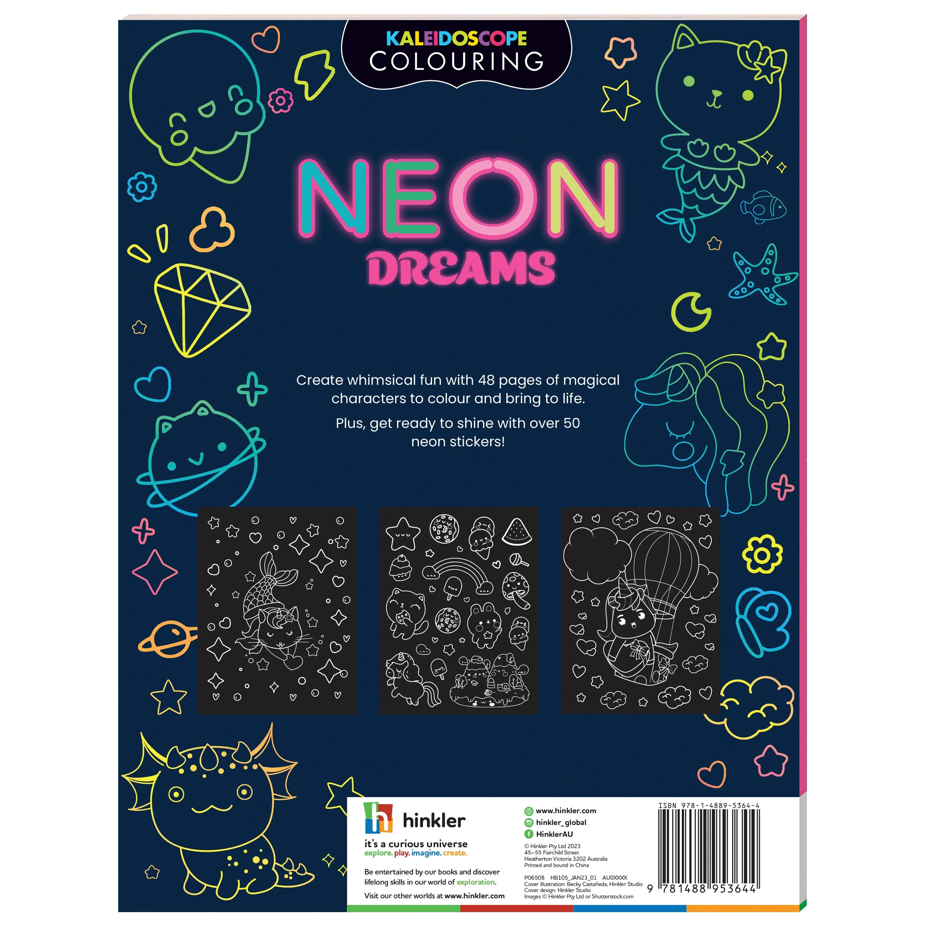 Kaleidoscope Sticker Colouring: Neon Dreams