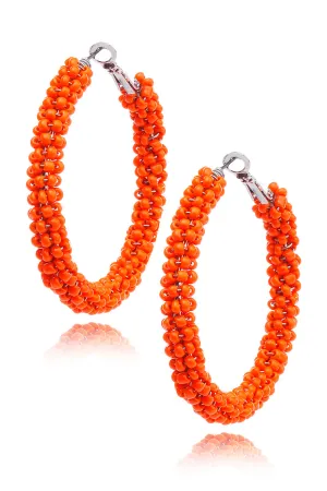 KENNETH JAY LANE CORAL Beads Hoop Earrings