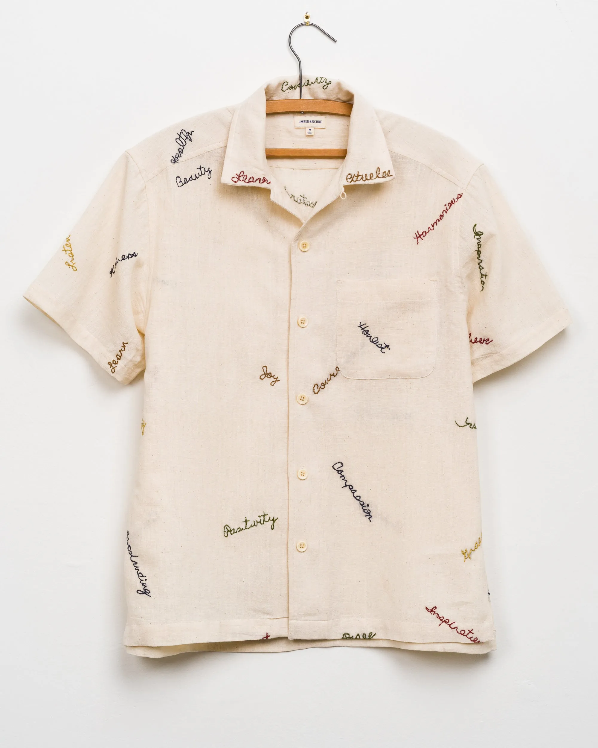 Khushi Affirmations Embroidered Camp Shirt