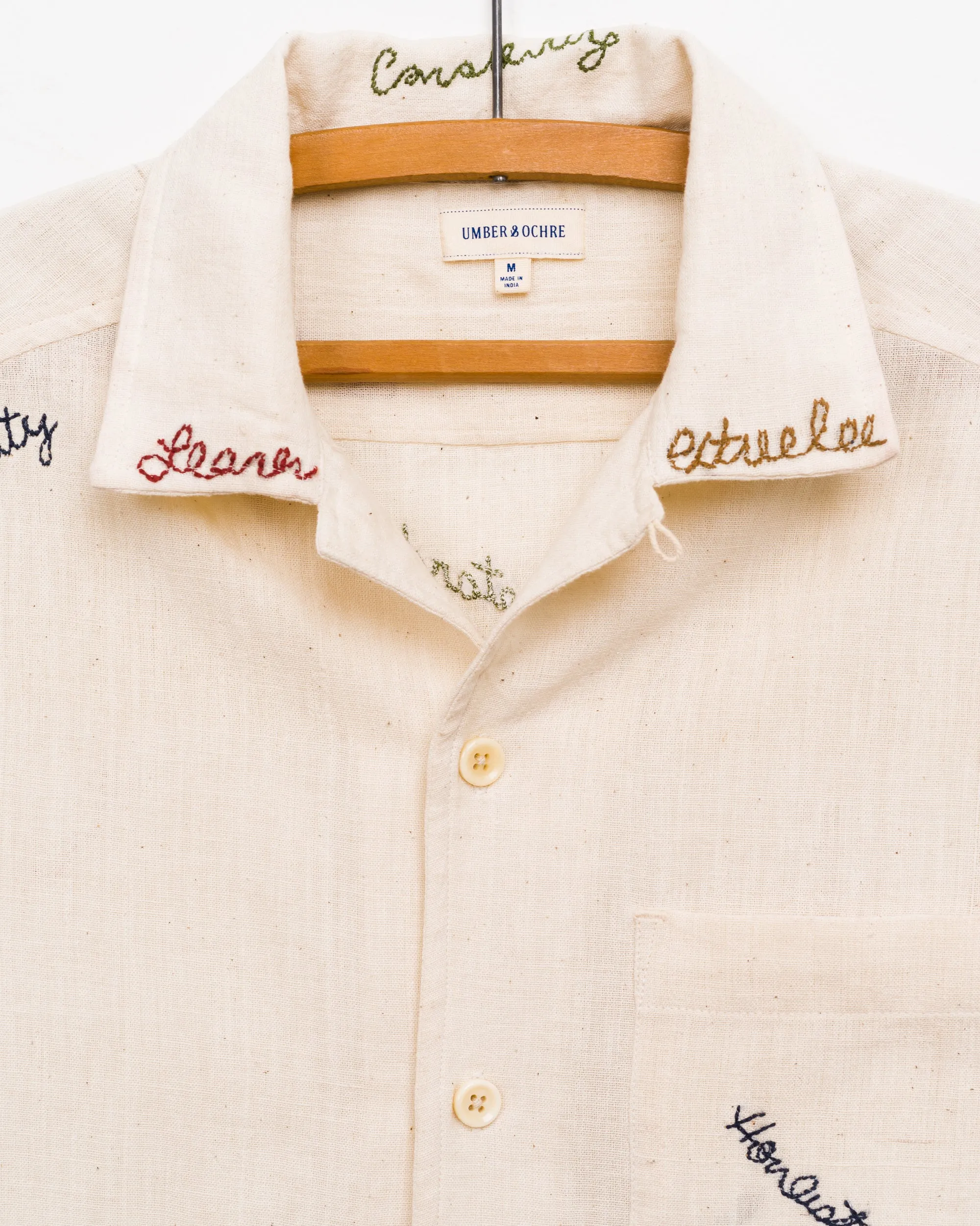 Khushi Affirmations Embroidered Camp Shirt
