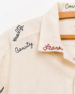 Khushi Affirmations Embroidered Camp Shirt