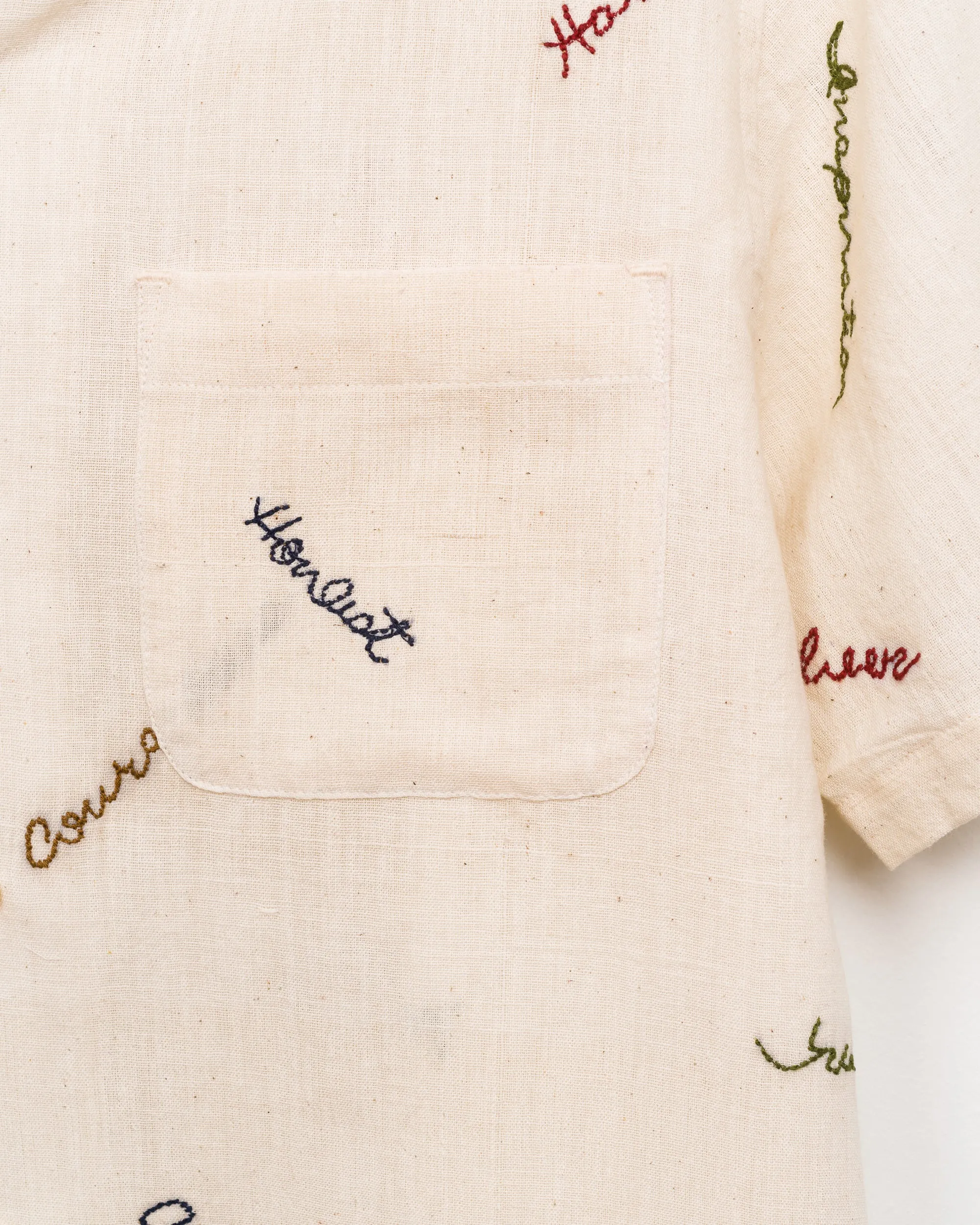 Khushi Affirmations Embroidered Camp Shirt