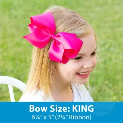 King Iridescent Sequin Hair Bow on Clippie - Flamingo
