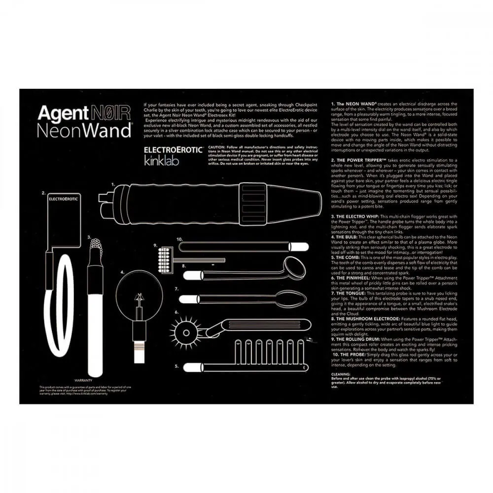 KinkLab Agent Noir Electro Erotic Neon Wand Kit