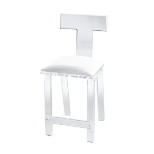 Klismos Lucite Counter Stool - Leather Upholstery