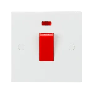 Knightsbridge SN8331N White Square Edge 45A 1G DP Switch   Neon