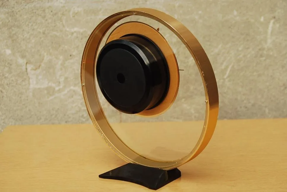 Kruger Floating Lucite Gold Round Mantel Clock