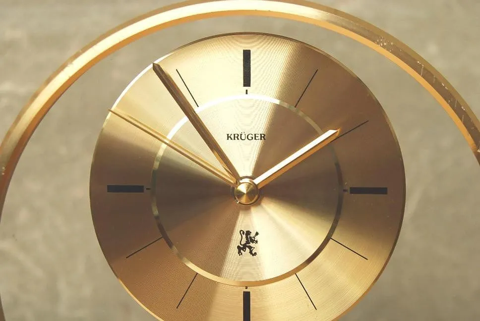 Kruger Floating Lucite Gold Round Mantel Clock