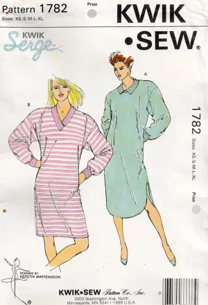 Kwik Sew 1782 Womens EASY Stretch Pullover Nightshirts 1980s Vintage Sewing Pattern Size XS - XL UNCUT Factory Folded