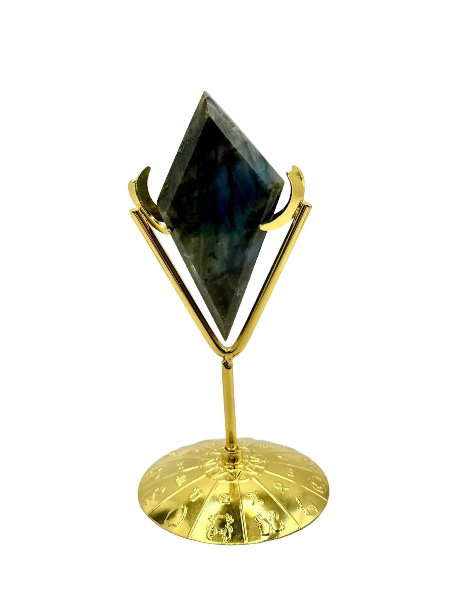 Labradorite Rhombus / Diamond with Zodiac Stand