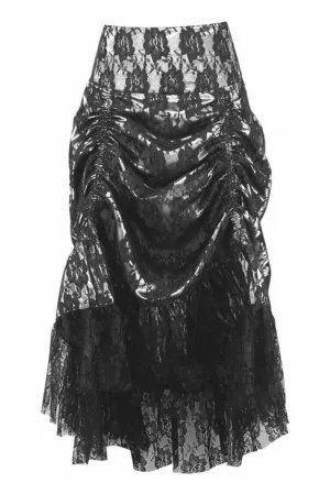 Lace Overlay Ruched Bustle Skirt