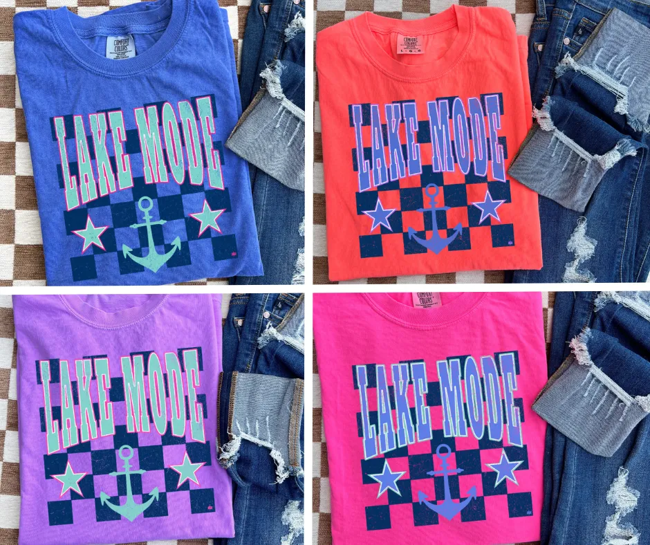 Lake Mode Checkered Background Tees