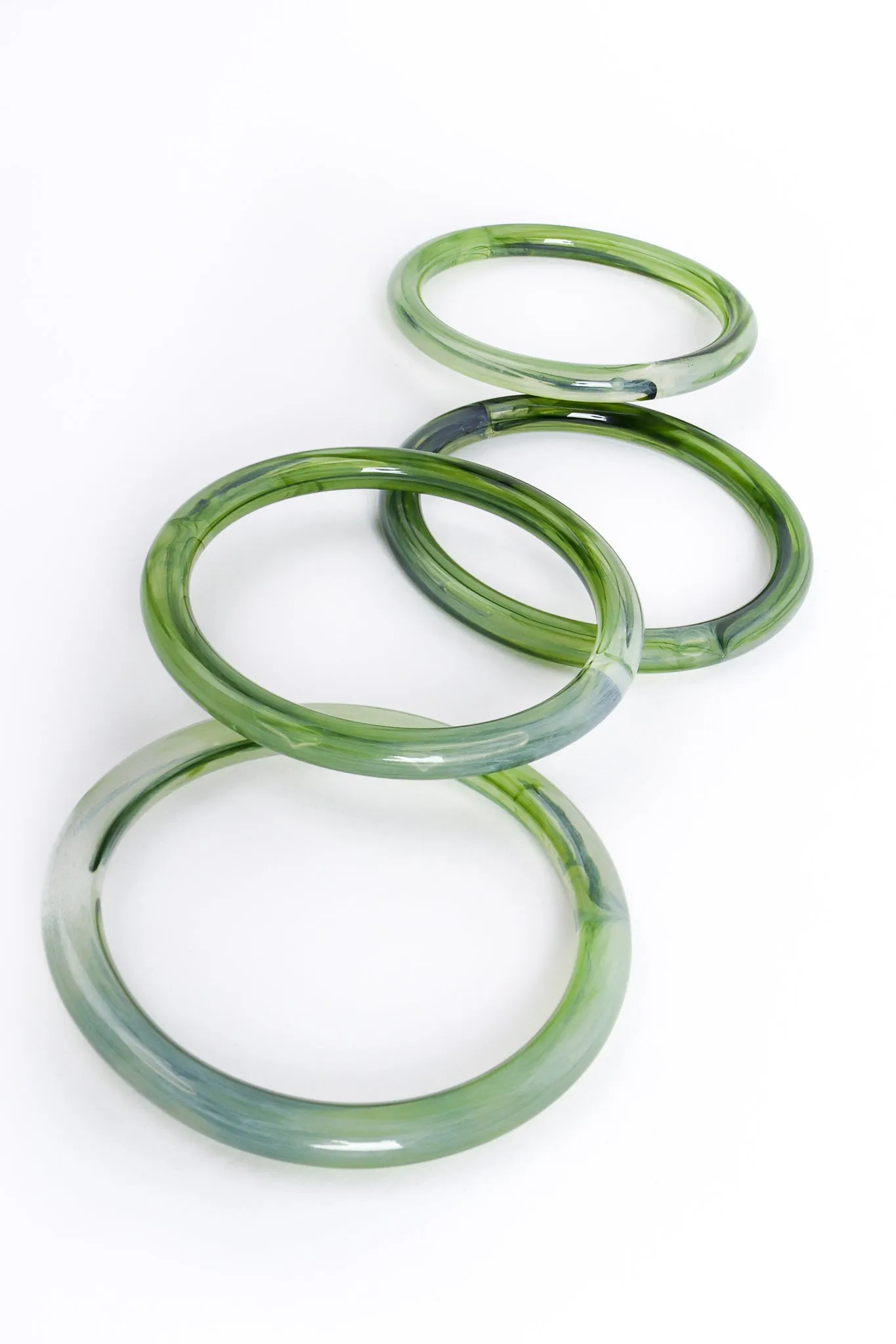 Large Lucite Rings Chain Necklace & Bangle Set
