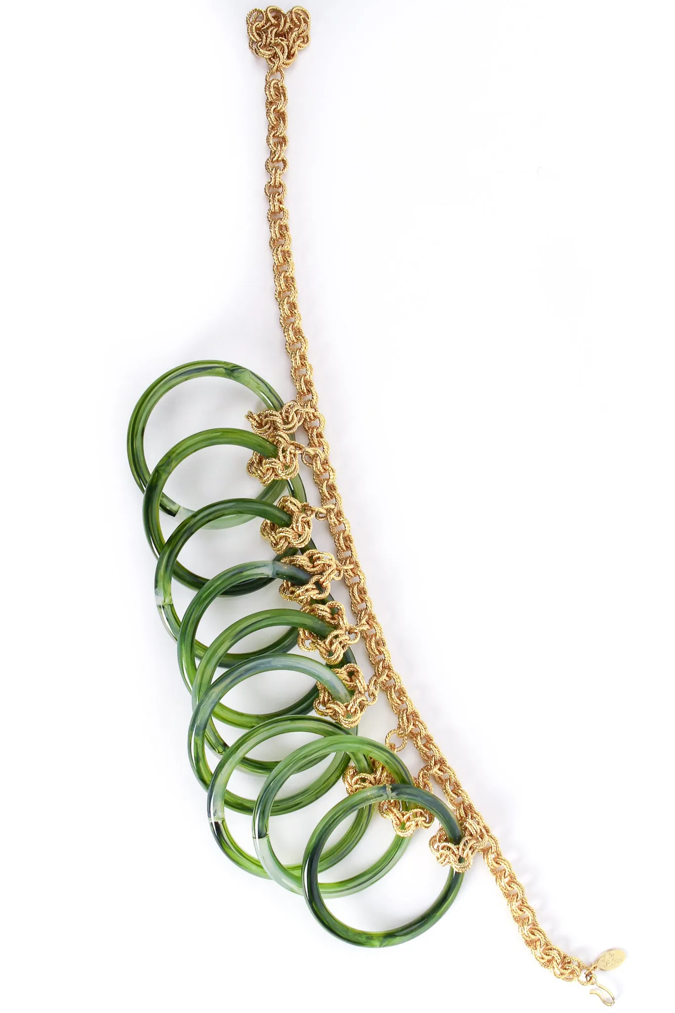 Large Lucite Rings Chain Necklace & Bangle Set
