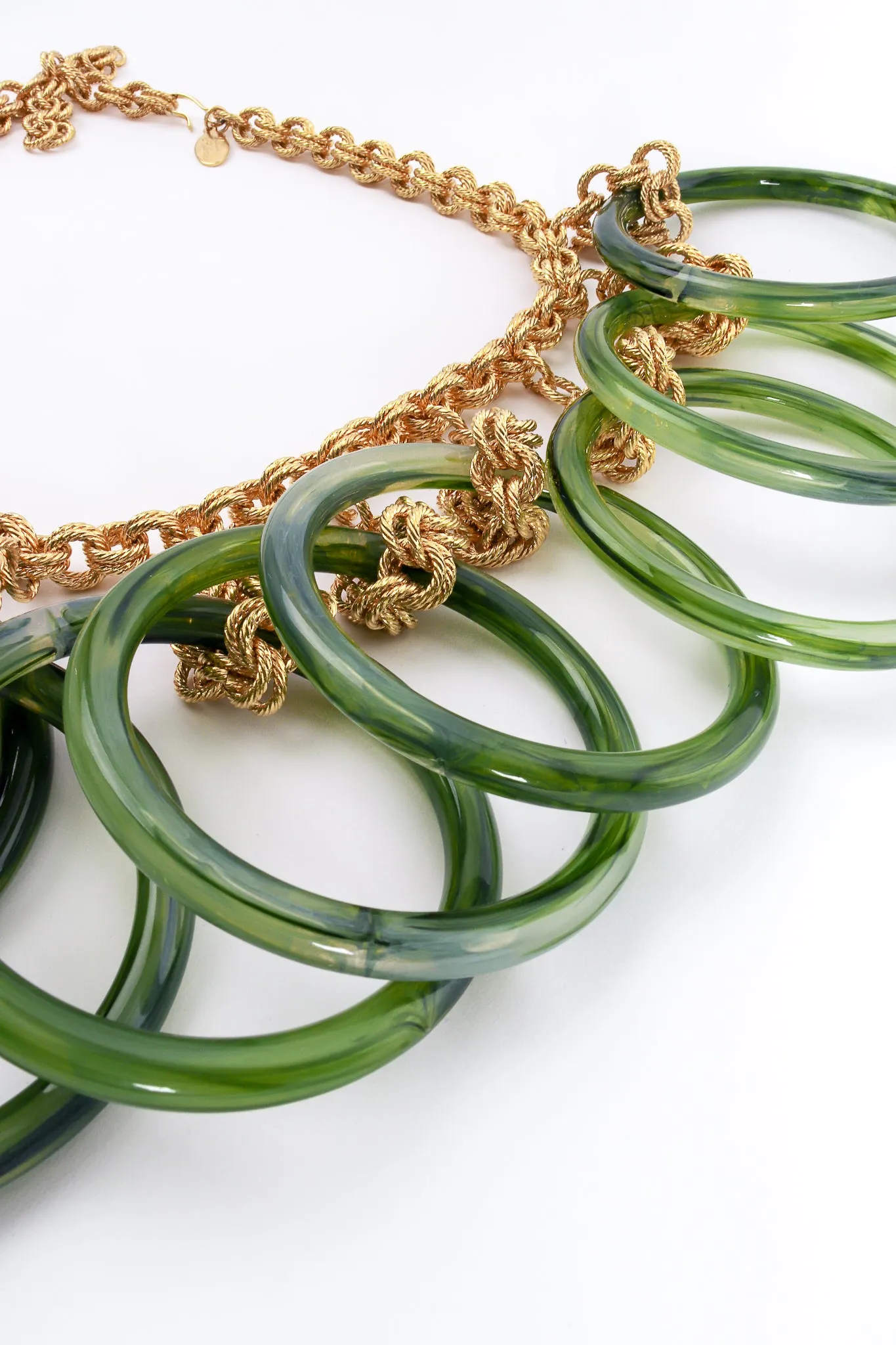 Large Lucite Rings Chain Necklace & Bangle Set