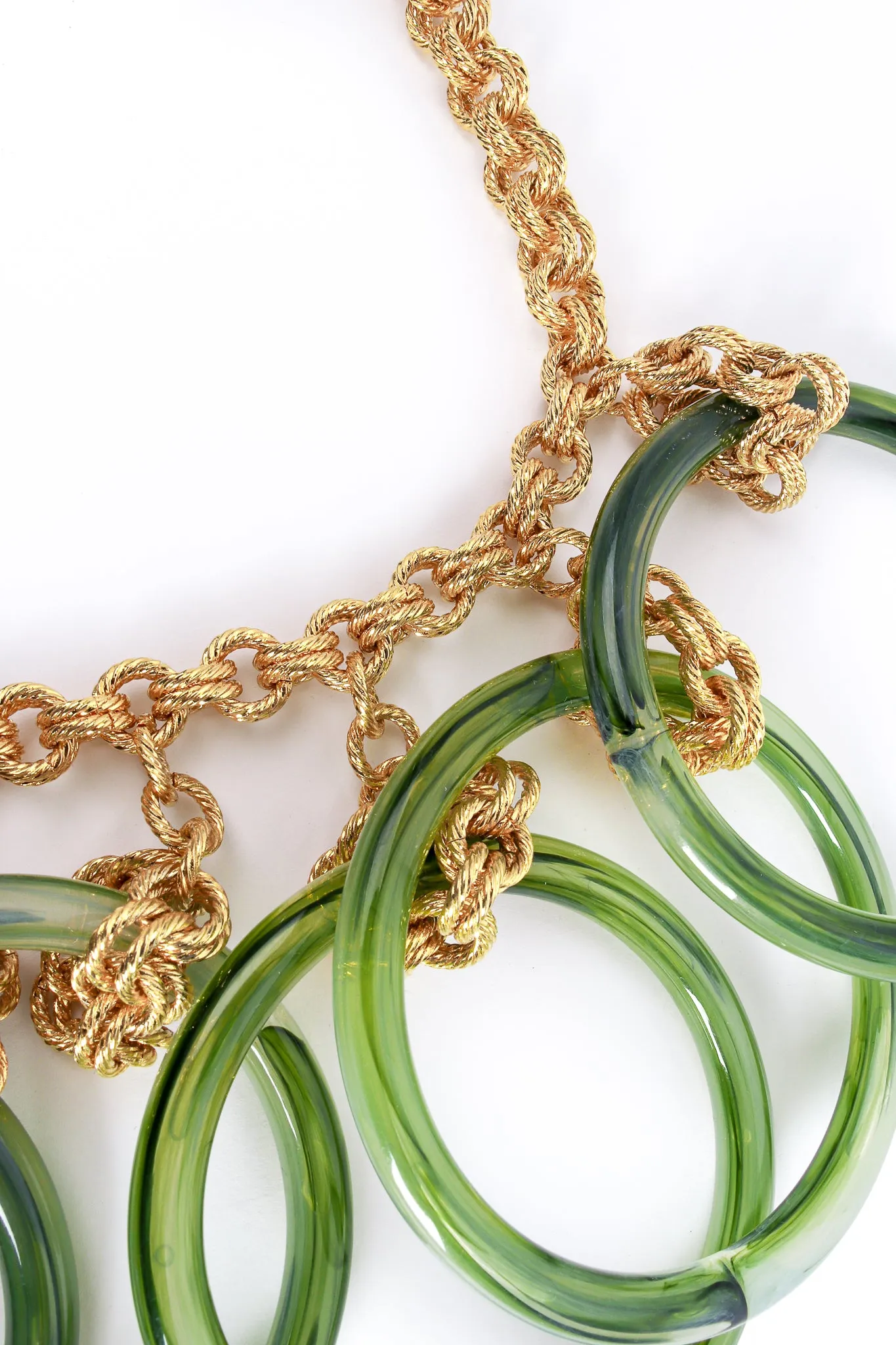 Large Lucite Rings Chain Necklace & Bangle Set