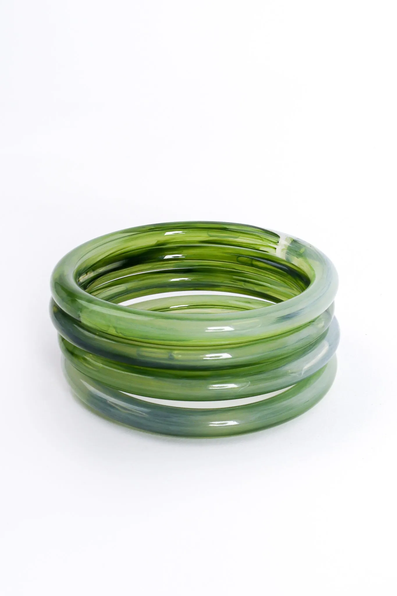 Large Lucite Rings Chain Necklace & Bangle Set