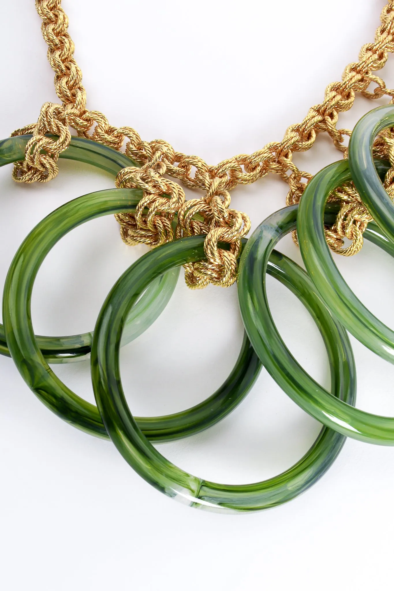 Large Lucite Rings Chain Necklace & Bangle Set