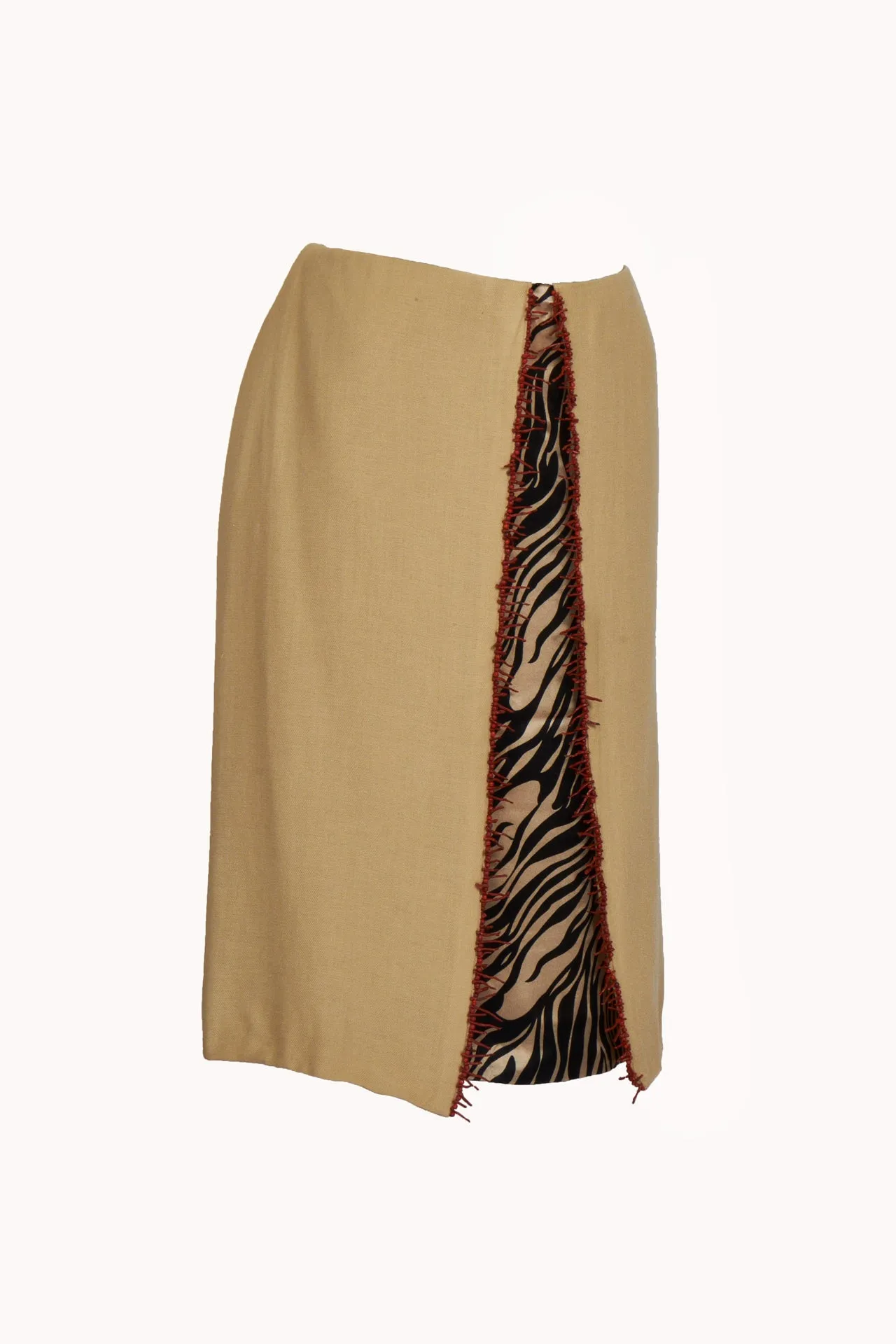 Late 90s Versace Tan Zebra Skirt