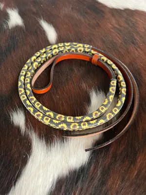 Leather over & under with leather sunflower print overlay