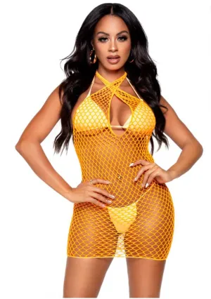 Leg Avenue Diamond Net Twist Halter Mini Dress 86130