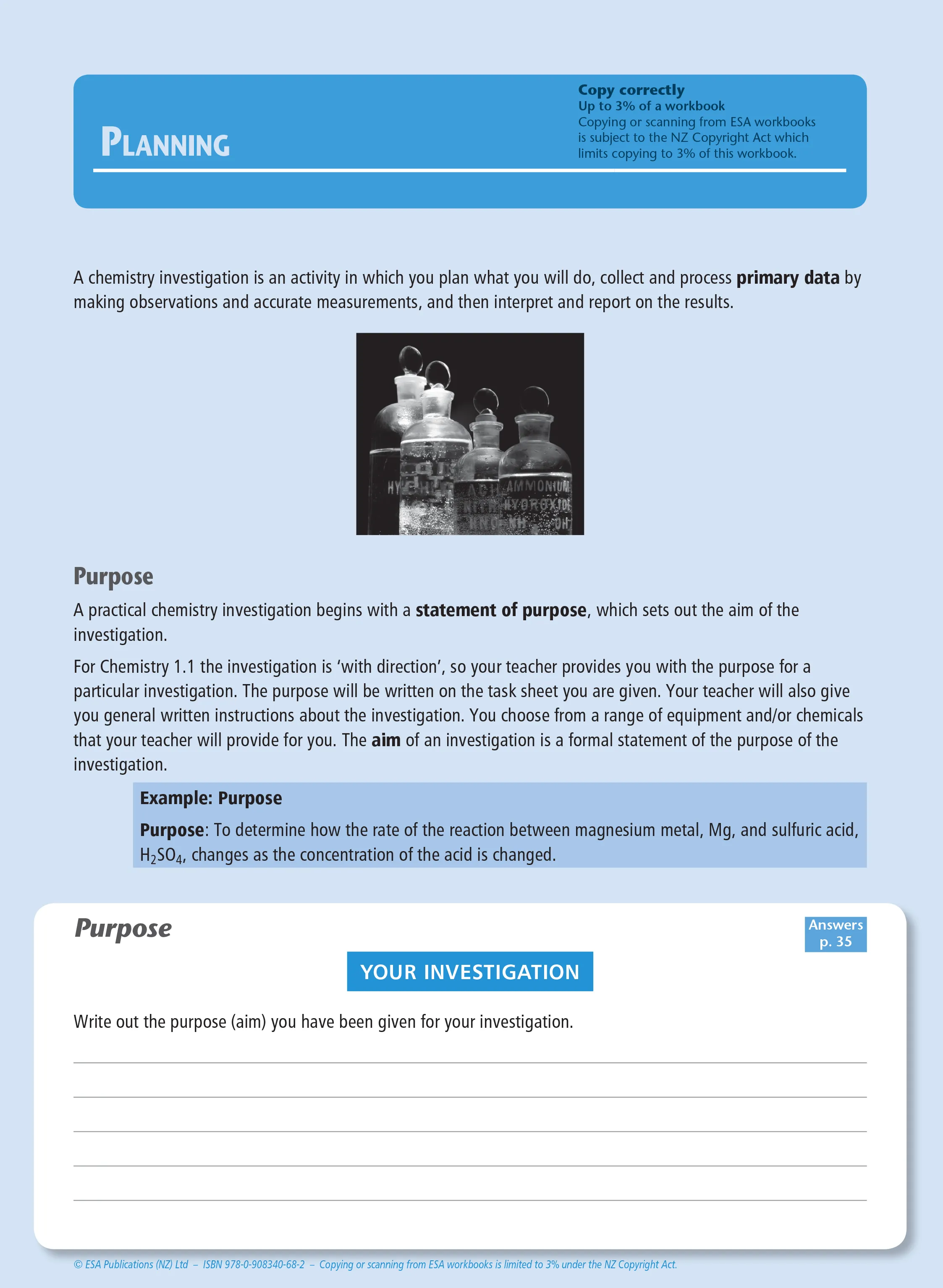 Level 1 Practical Chemistry Investigation 1.1 Learning Workbook