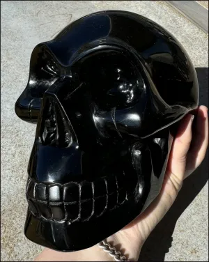 LifeSize BLACK OBSIDIAN Crystal Skull - Protection, Grounding - 10lbs 