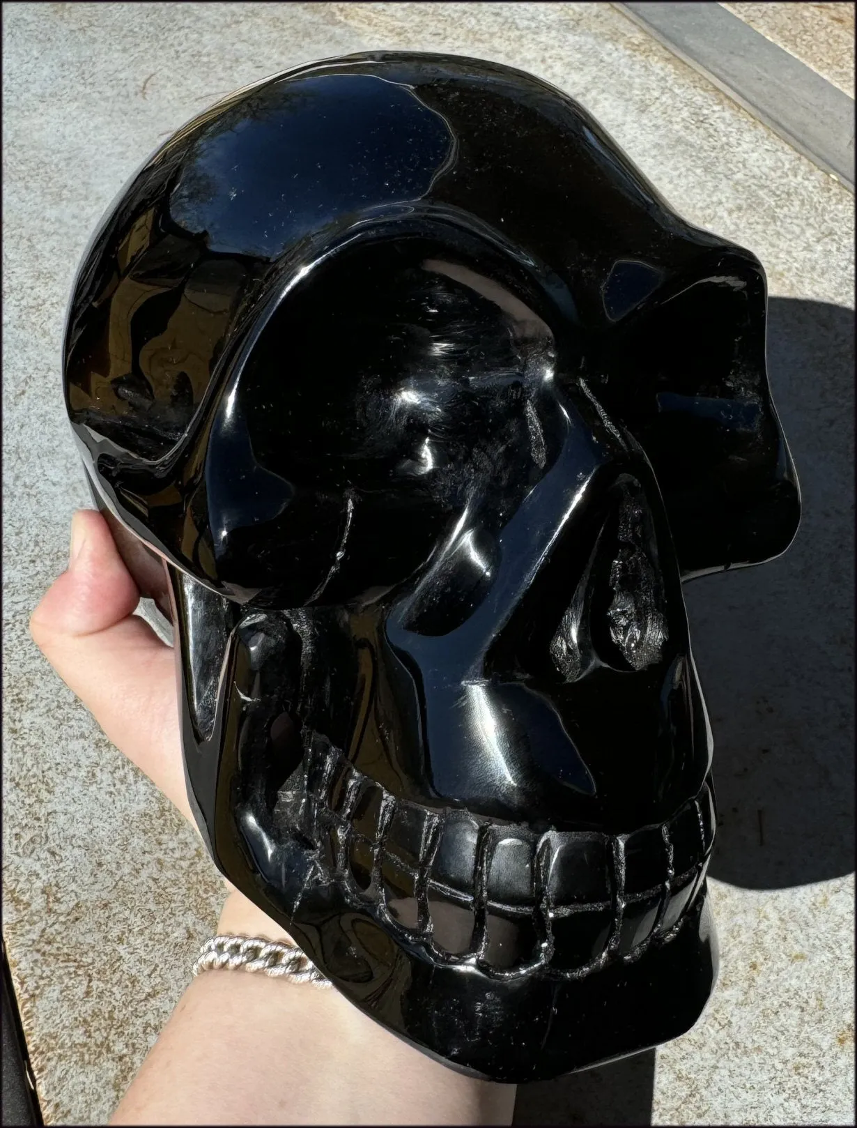 LifeSize BLACK OBSIDIAN Crystal Skull - Protection, Grounding - 10lbs 