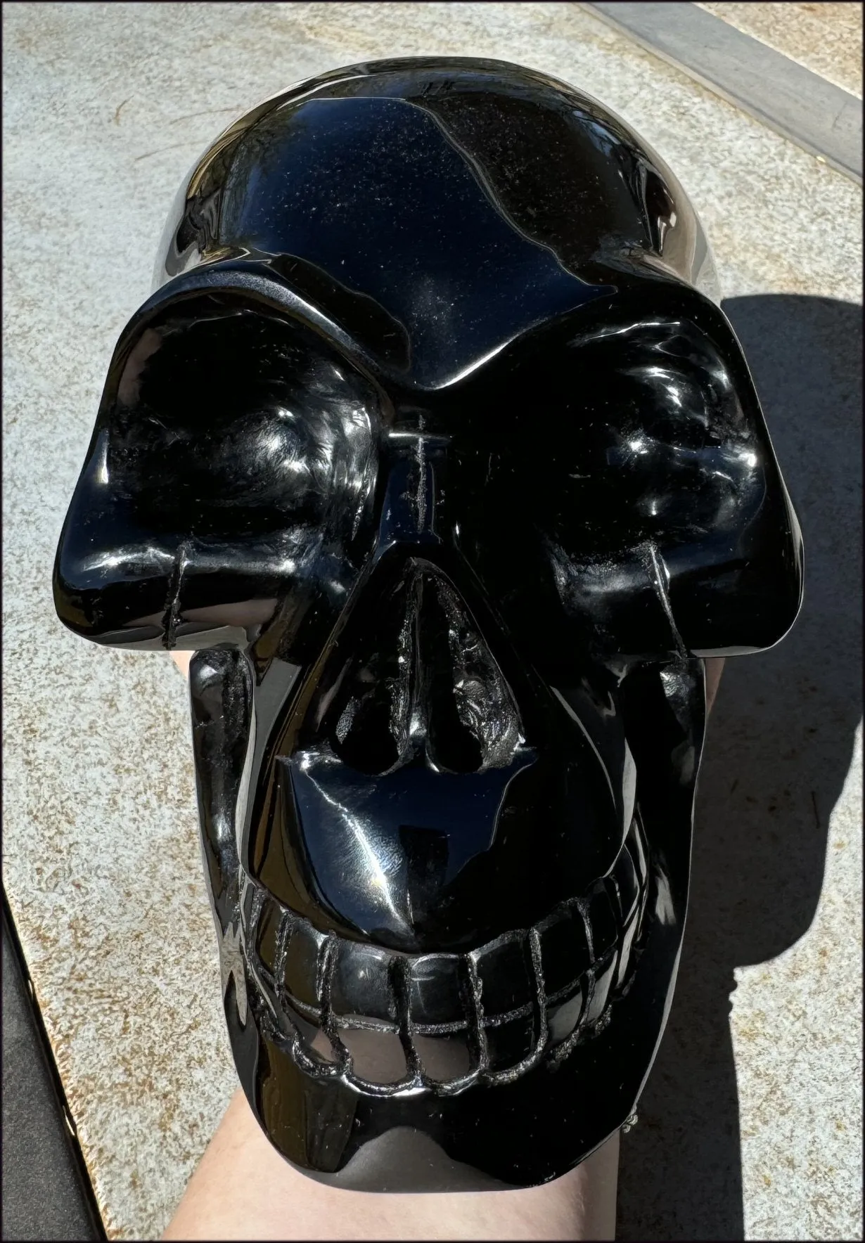 LifeSize BLACK OBSIDIAN Crystal Skull - Protection, Grounding - 10lbs 