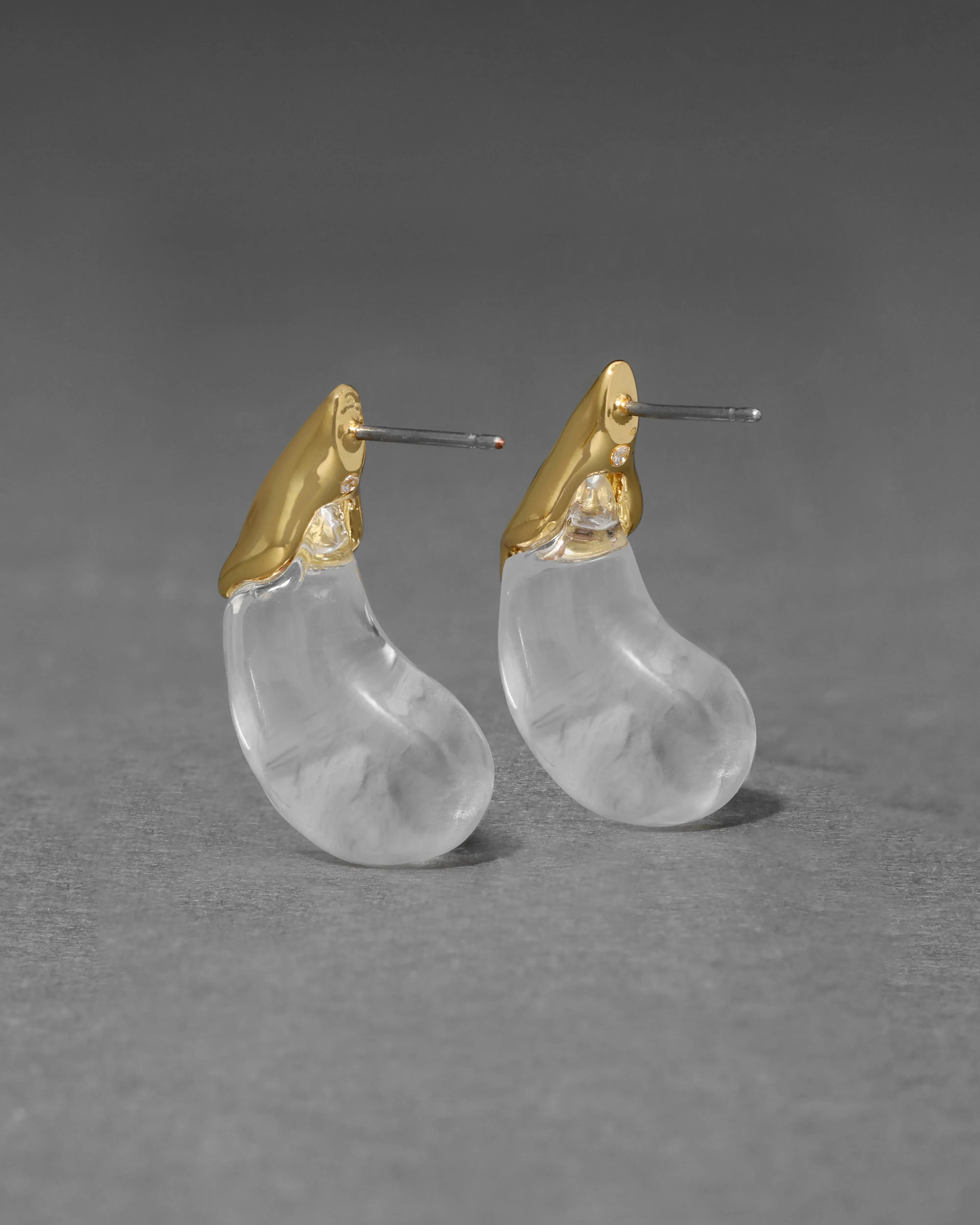 Liquid Lucite Arched Small Post Earring- Clear