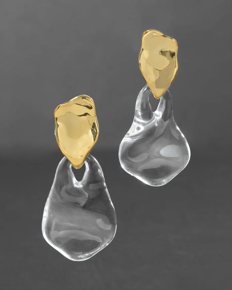 Liquid Lucite Wafer Earring