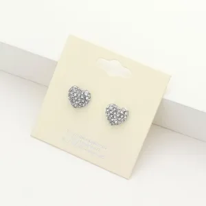Little Girls Clear Crystal Heart Stud Earrings | Small Pageant Earrings | 152205